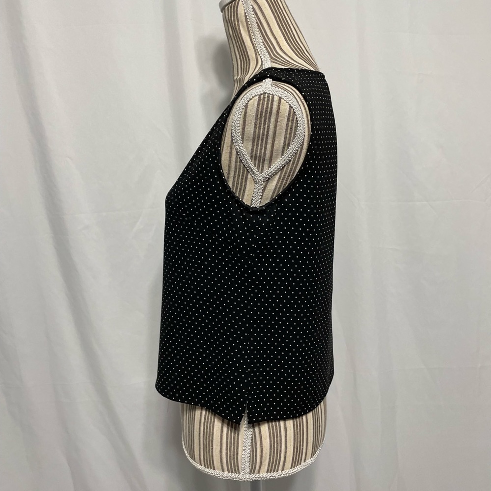 black sleeveless white polka dots blouse small - Picture 3 of 6